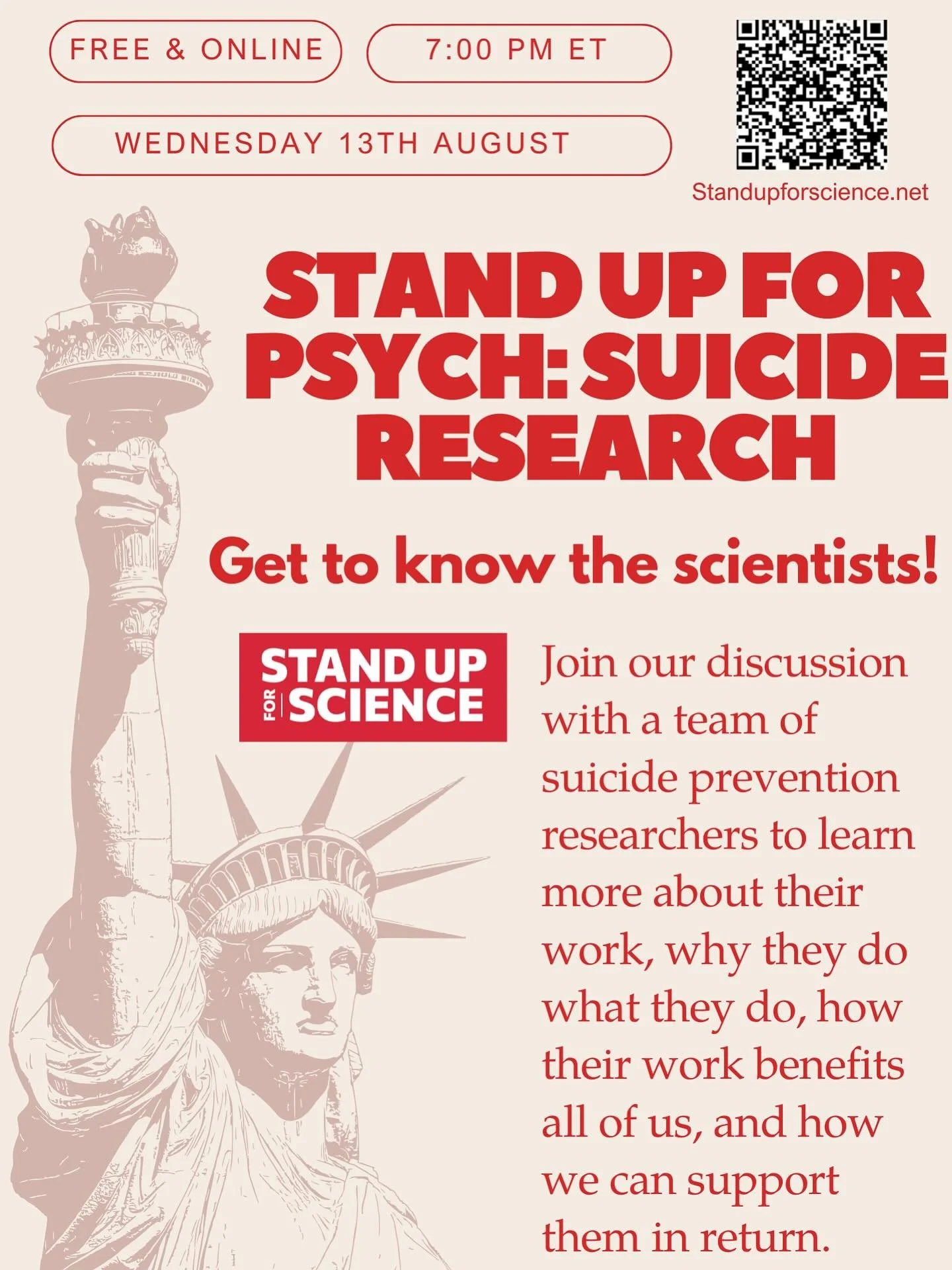 We are so excited to share that Dr. Maggie Davis will be speaking at Stand Up for Psych: Suicide Research alongside other researchers in the field of suicide prevention on August 13th at 7PM EST! This event is free and will be held virtually. Please 