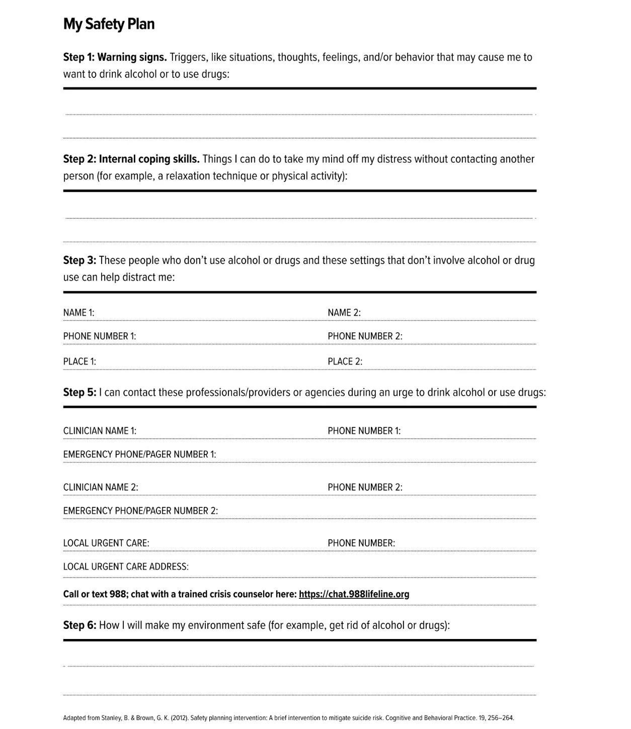 The UPLiFT Lab &amp; Emotions Matter have developed this safety plan to help identify signs related to substance use, use coping techniques, identify a safe contact, and use safely. To learn more about this topic, please visit https://emotionsmatterb