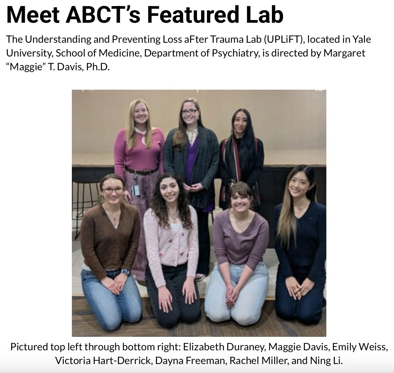 We are so grateful to be a @abctofficial Featured Lab! Click below to read the full article on ABCT's website: https://www.abct.org/featured-labs/the-uplift-lab/