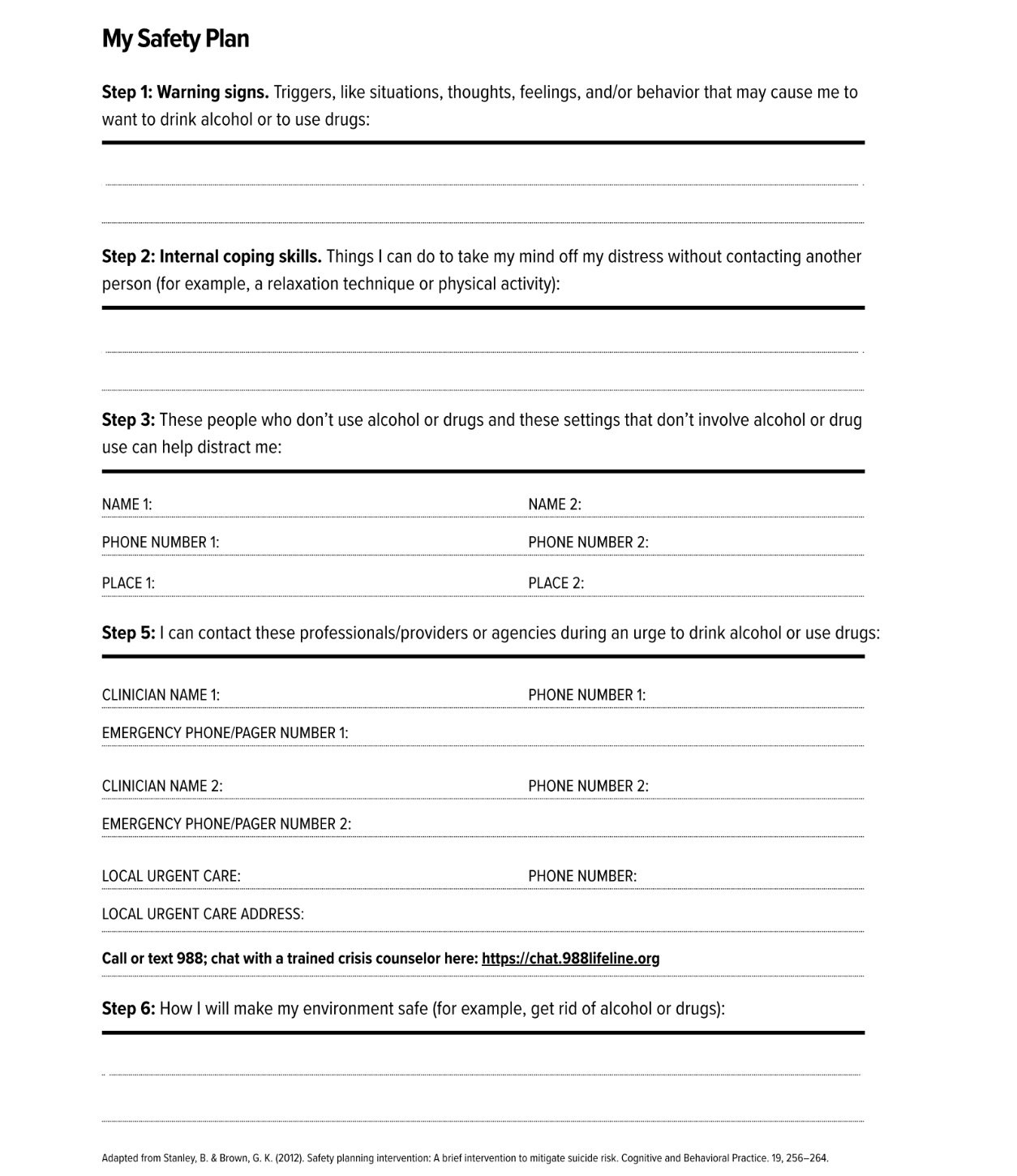 The UPLiFT Lab &amp; Emotions Matter have developed this safety plan to help identify signs related to substance use, use coping techniques, identify a safe contact, and use safely. To learn more about this topic, please visit https://emotionsmatterb