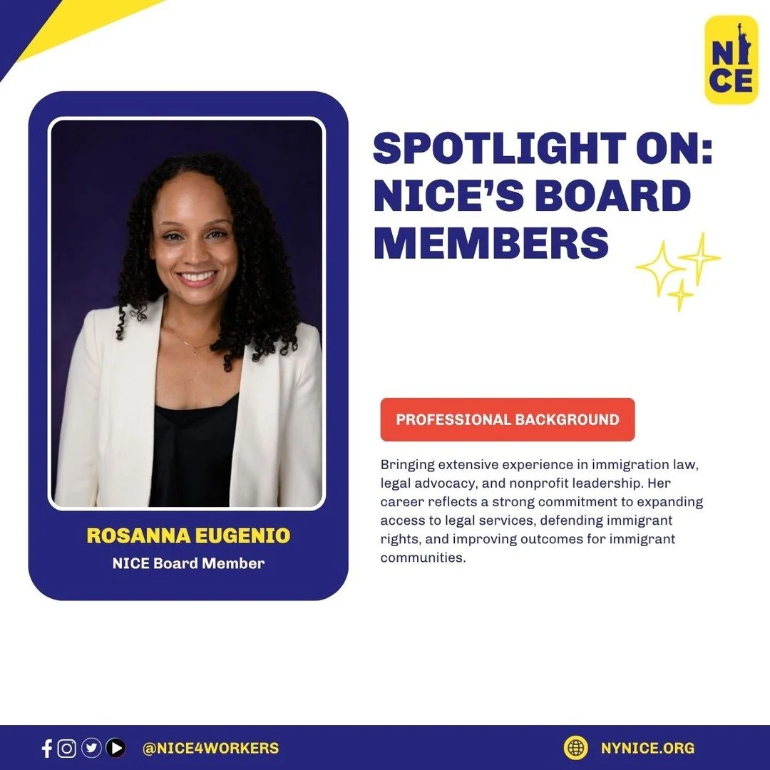 We&rsquo;re proud to shine a spotlight on Rosanna Eugenio, Charlene Obernauer, Julissa Gutierrez, and Danny Rojas, our longtime Board Members whose leadership and continued commitment have strengthened NICE&rsquo;s journey and advanced our mission of