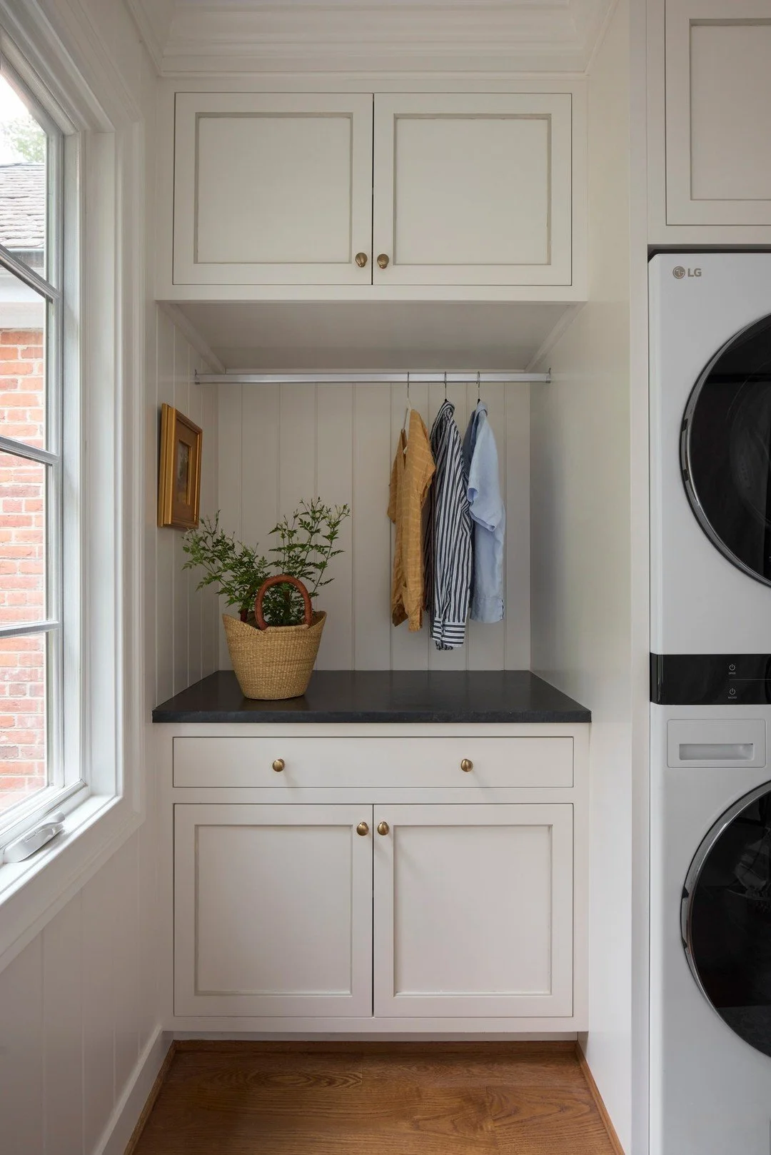Partnering with @jtwdesignllc we added just the right amount of space off the kitchen for a proper laundry area, a sewing counter, and plenty of pantry storage, all filled with natural light and views of the garden.

Photographer: @kipdawkinsphoto
De