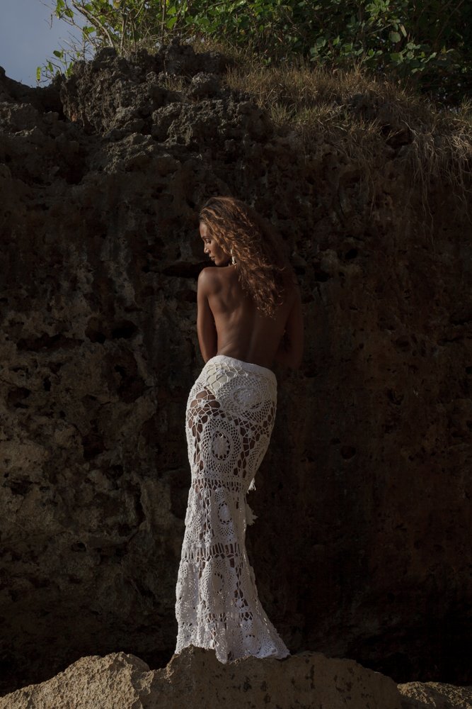Handmade crochet long skirt made from organic cotton
