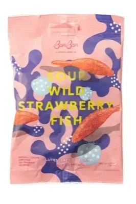 Bon Bon Sour Wild Strawberry Fish - Swedish Candy
