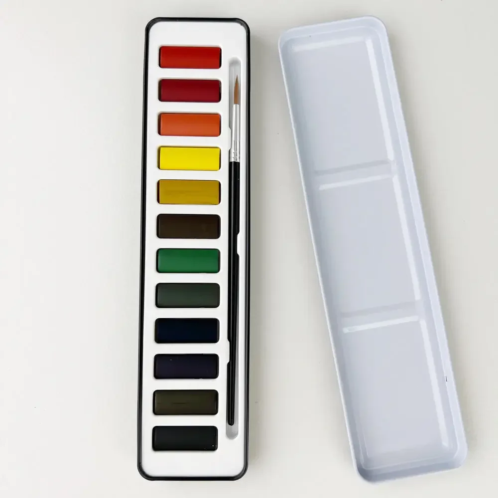Emily Lex 12 Color Watercolor Paint Set with Brush