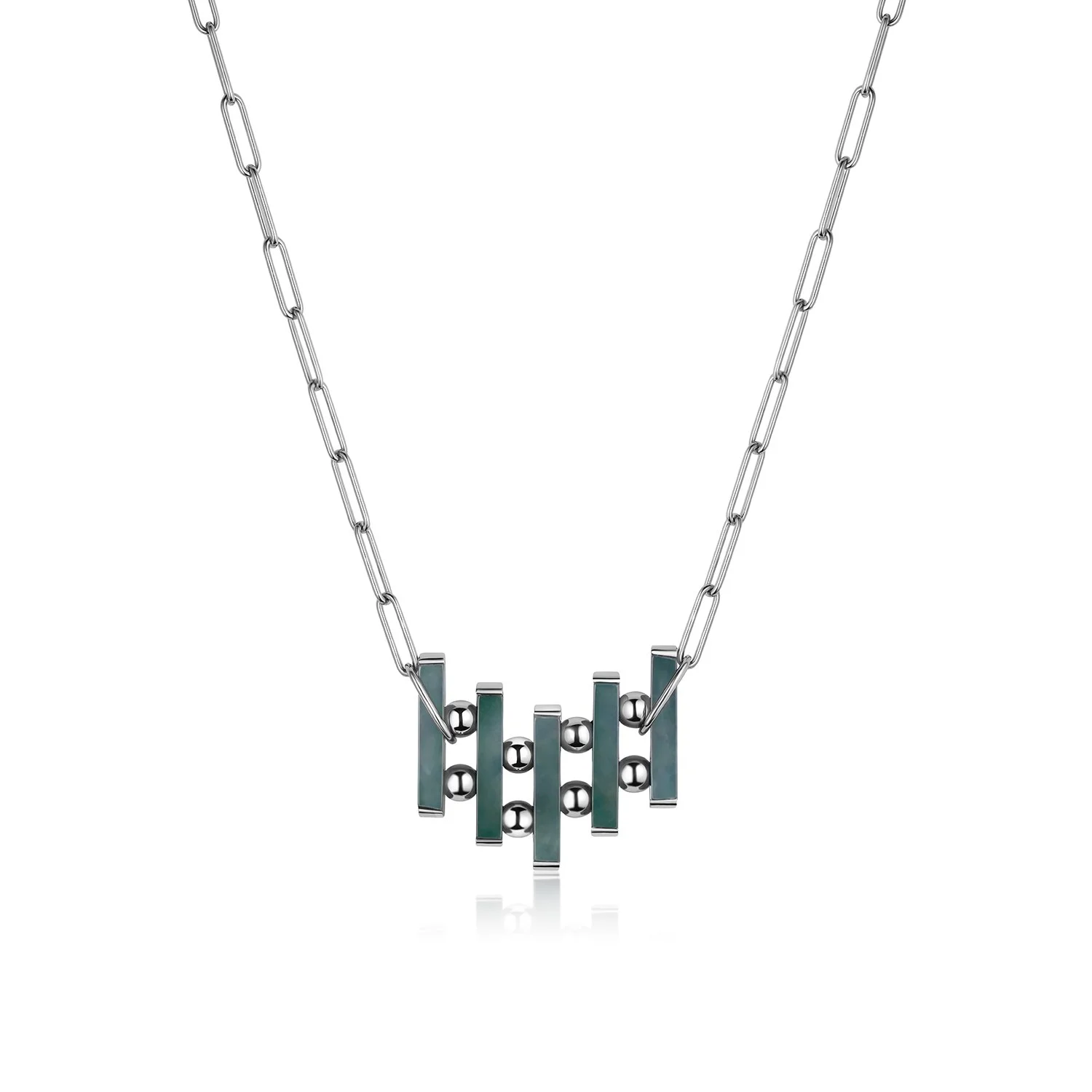 Rhythm - Jade Sticks Platinum Necklace