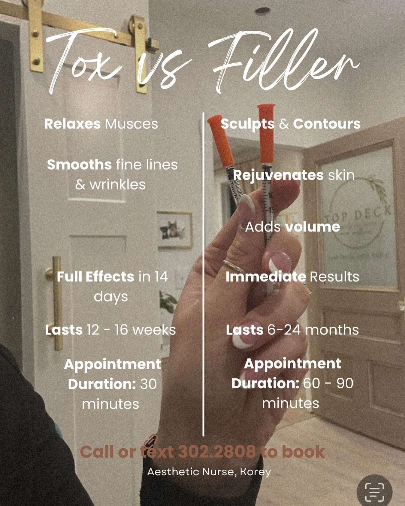 Tox October Deal $10/ per unit !! ‼️🤩🙊

Who knew there was a difference between these services?? 

We realize these terms tend to be used interchangeably and they actually accomplish different results! 

Book your injection appointment with @aesthe