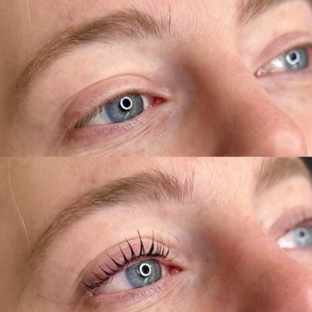 before → after ✨ lash lift + tint by Kinsley