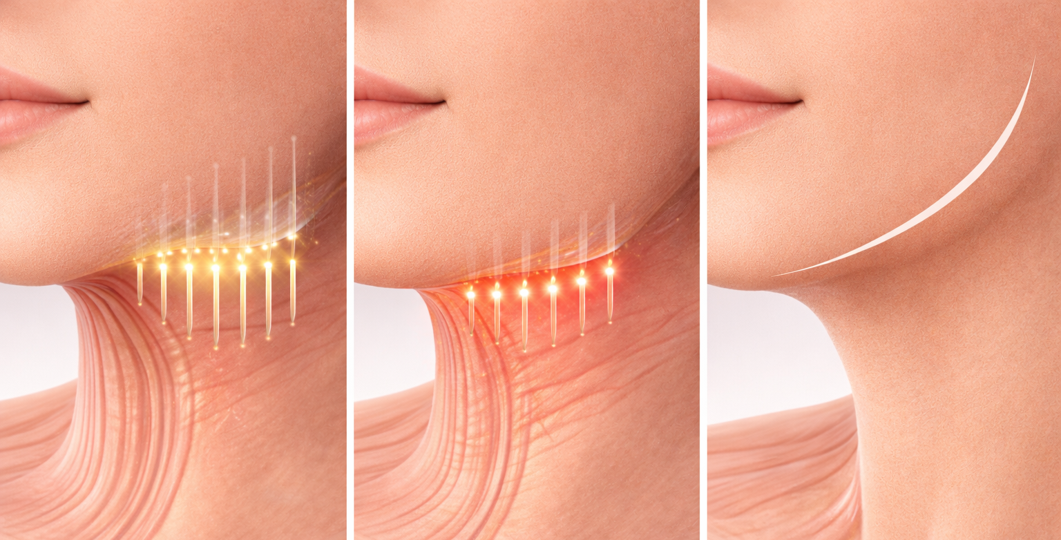 Jawline tightening treatment in stages