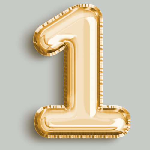 Gold foil number 1 balloon - icon representing our  Photo Booth package