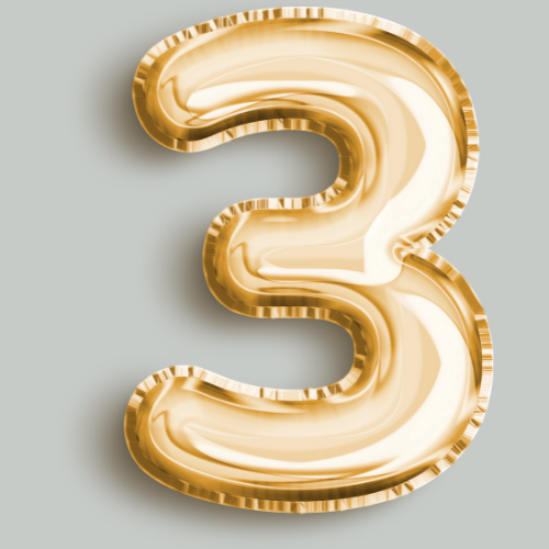 Gold foil number 3 balloon - icon representing our Photo Booth package