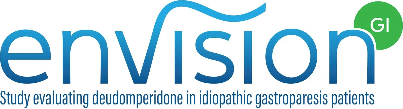 Envision GI logo with text indicating a study on deudapeptide in idiopathic gastroparesis patients.