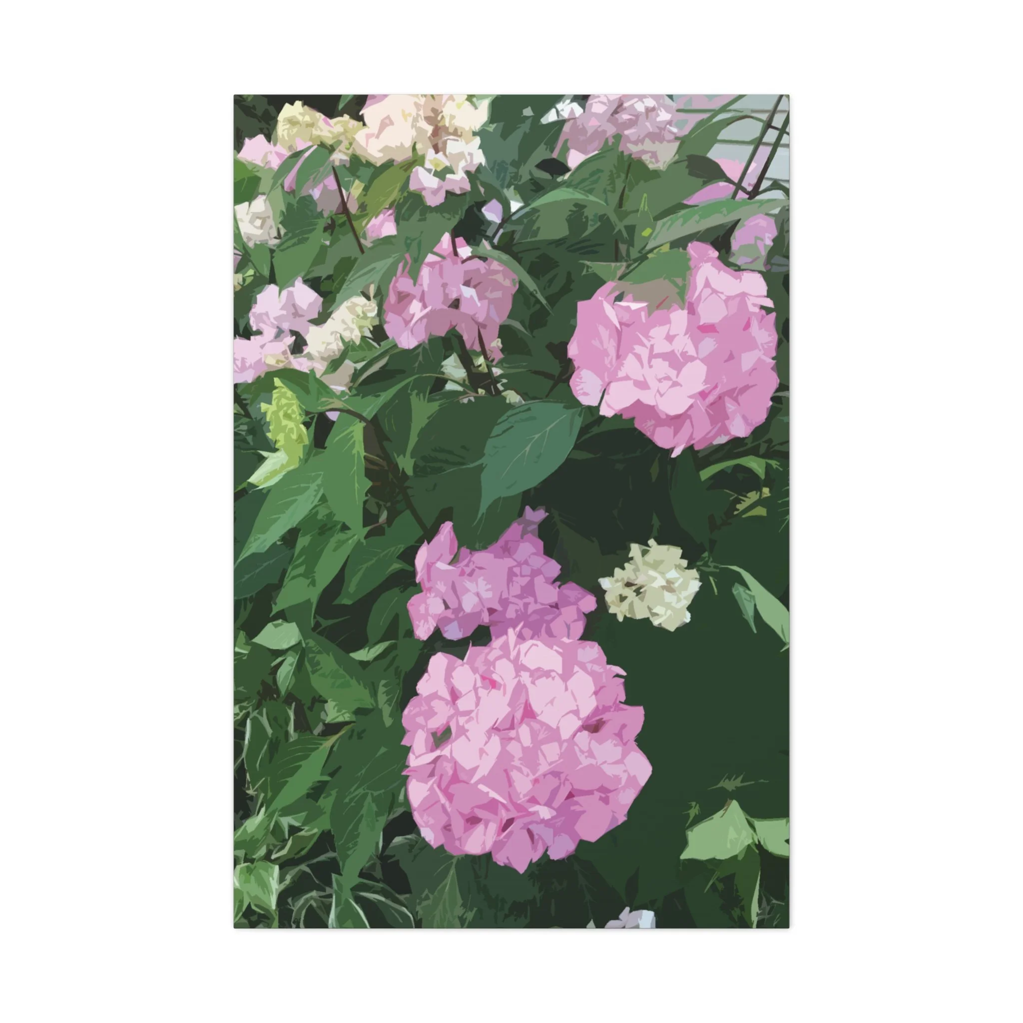 Canvas, Stretched, 1.25" - Pink Hydrangeas, Vertical