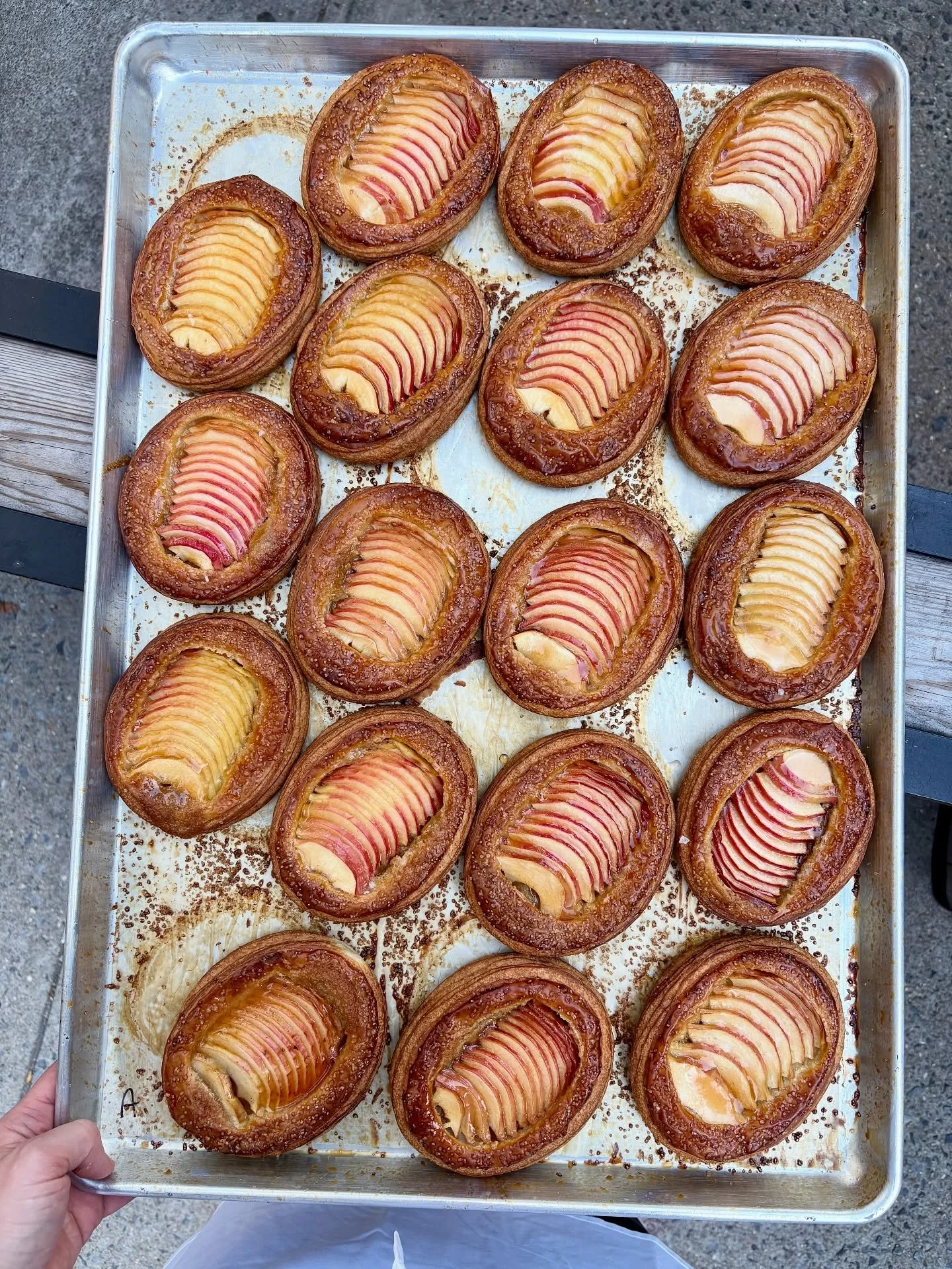 APPLE BROWN BUTTER CROISSANT

Toasty brown butter custard, local apples, and a mouth puckering (?) apple cider glaze. A yearly favorite for good reason. 

Now on the counter everyday at 7:30am, both locations. 

@bugbitesonvacation said it&rsquo;s th
