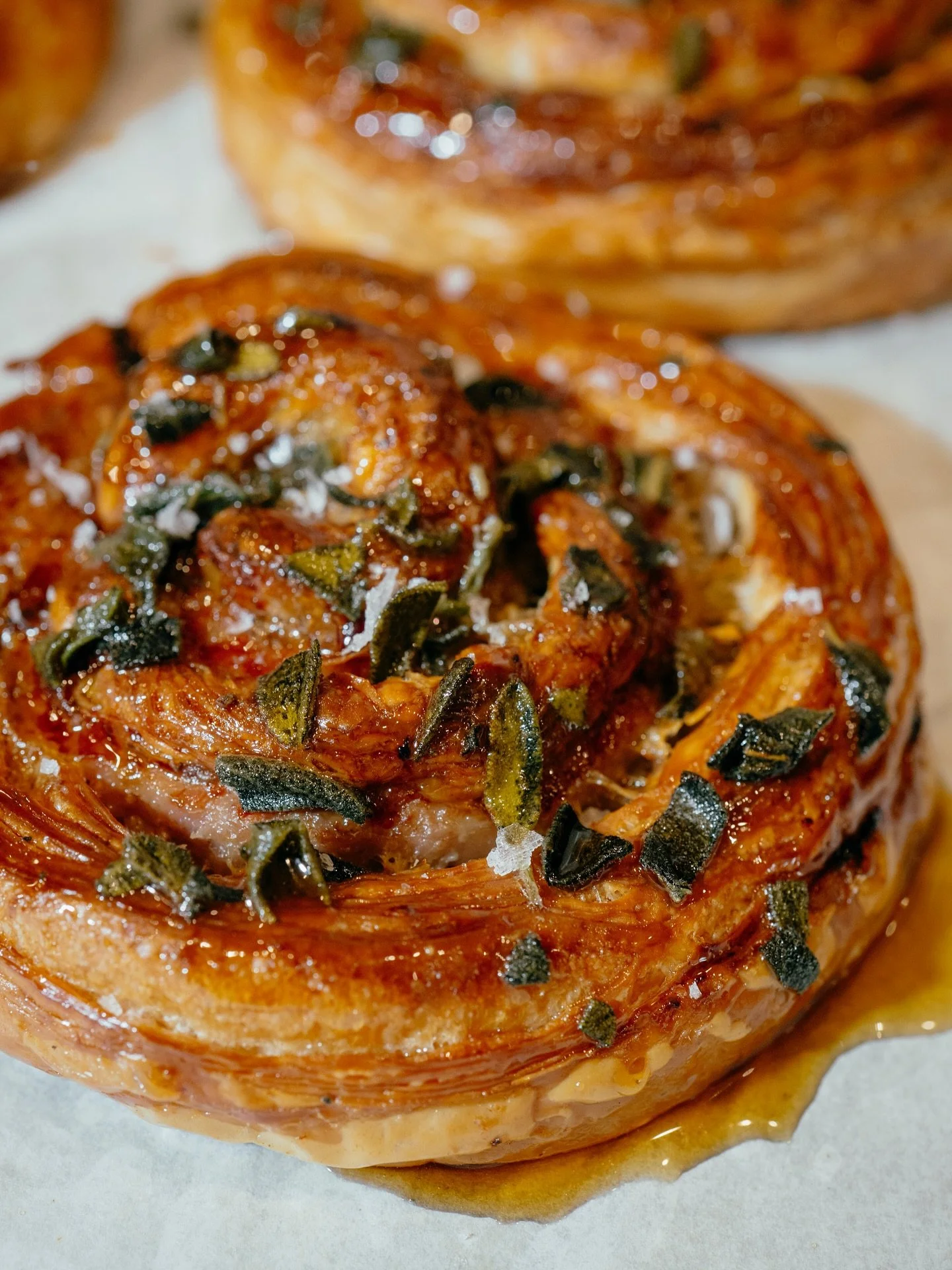 🍁🐖🥐

Maple Sage Breakfast Sausage Croissant is here for the season!

Pork breakfast sausage rolled between our croissant dough, topped with lots of sage, and baked until golden brown. 

It gets brushed with that good good Grade B dark maple syrup 