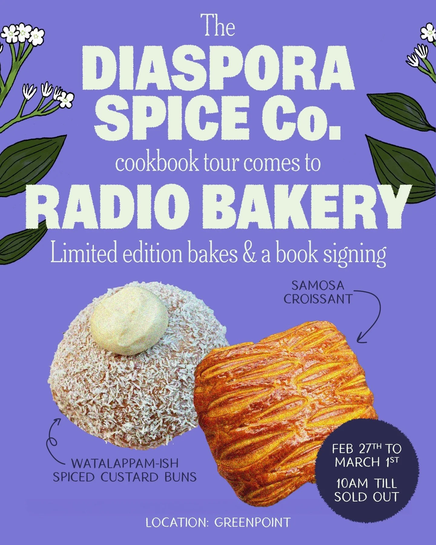 RADIO x DIASPORA SPICE CO.

Our friends&nbsp;@diasporaco are kicking off their cookbook tour at Radio Bakery, Greenpoint THIS WEEKEND.

We&rsquo;re baking one sweet, one savory pastry, inspired by recipes straight from their new book:

SAMOSA CROISSA