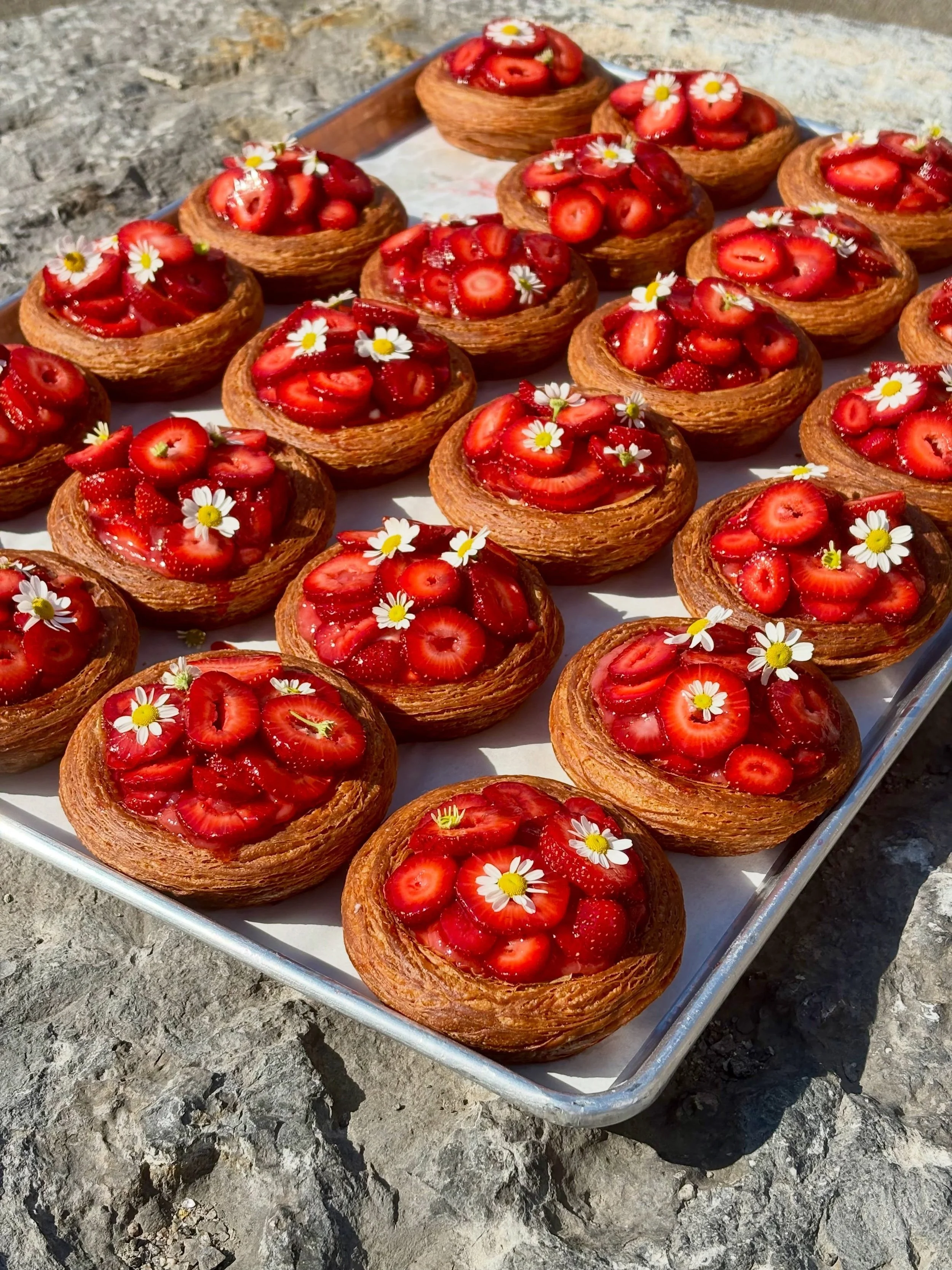 MOTHER&rsquo;S DAY WEEKEND SPECIAL 

Chamomile custard, strawberry rhubarb jam, &amp; fresh strawberries.

Dropping at 7:30am

Friday | Saturday | Sunday

Greenpoint &amp; Prospect Heights 

Thank you @parkdelibk for helping us source the most beauti