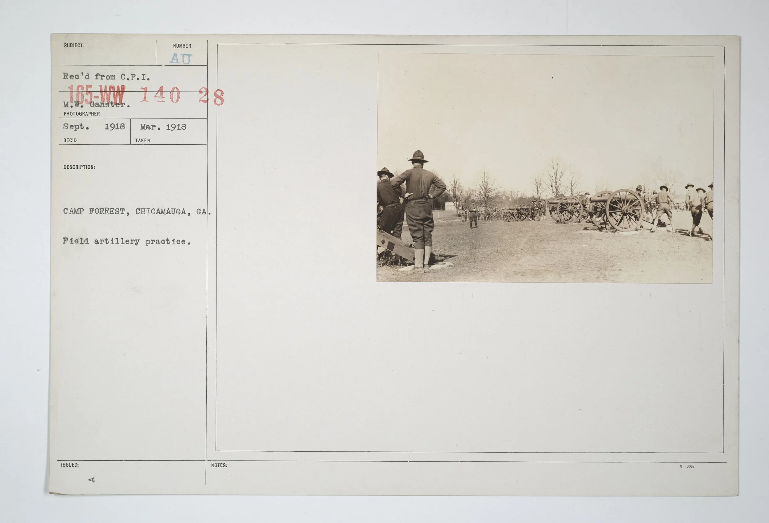Field Artillery Practice, Camp Forrest, Fort Oglethorpe, GA, Chickamauga, March 1918