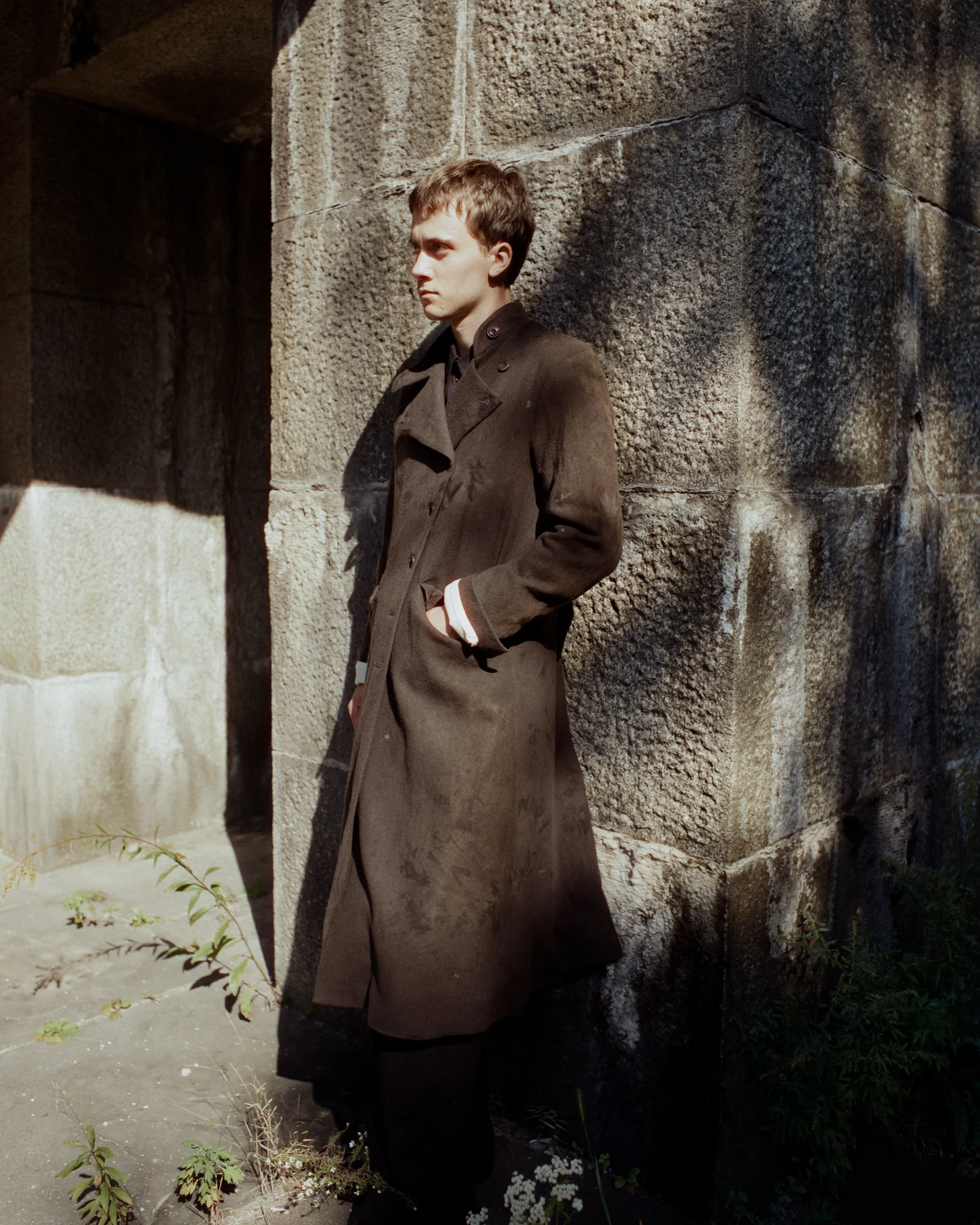 half raglan coat, naturally dyed wool