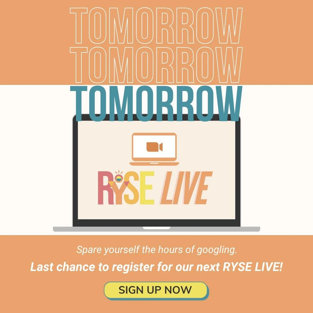 🎒 School search stress? We got you.

Join us TOMORROW at 8PM for RYSE LIVE! This 90-min virtual session will help you make a smart, confident school decision (without the midnight spiral).

✅ What really matters when choosing a school
✅ 5 myths to i