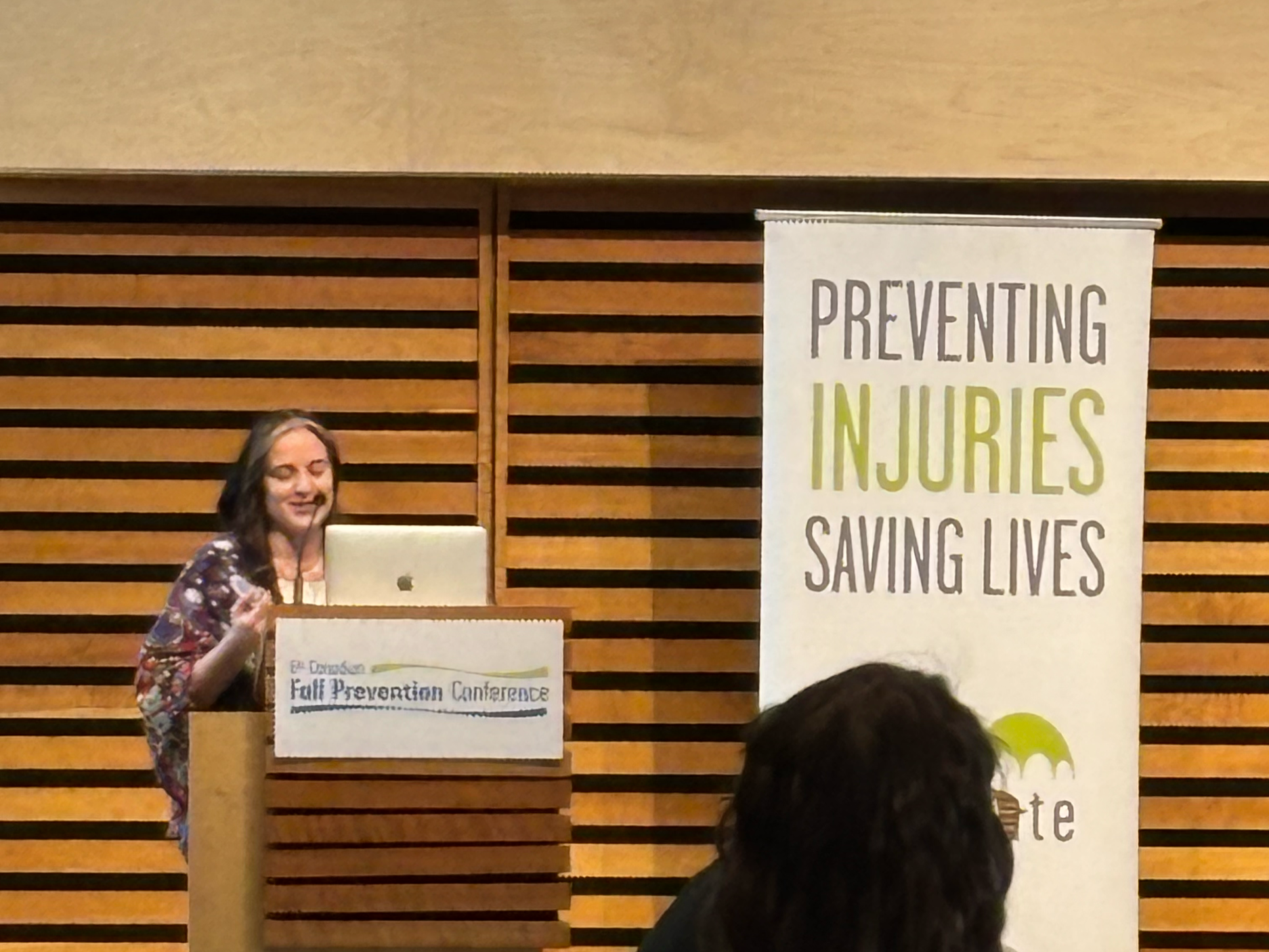 Jennifer presenting research around Marche vers le Futur and Health Equity at the 6th Canadian Falls Prevention Program April 2025