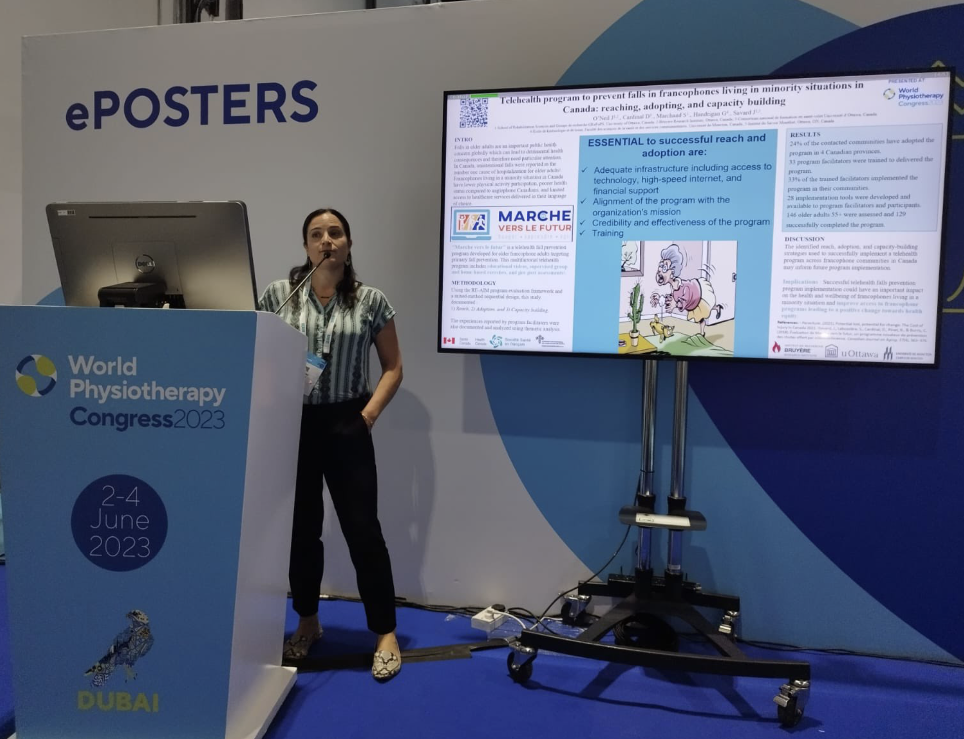 Dr. Jennifer O'Neil presenting at the 2023 World Physiotherapy Congress in Dubai. 
