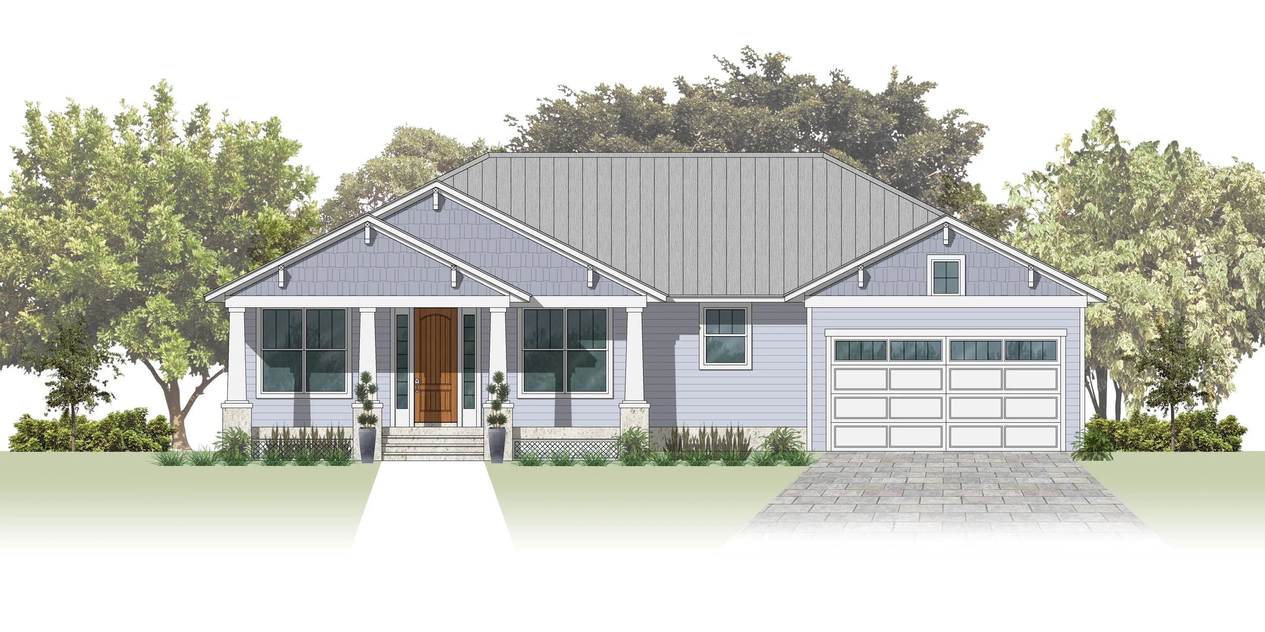 Magnolia Craftsman Elevation v2 Landscaped.jpg