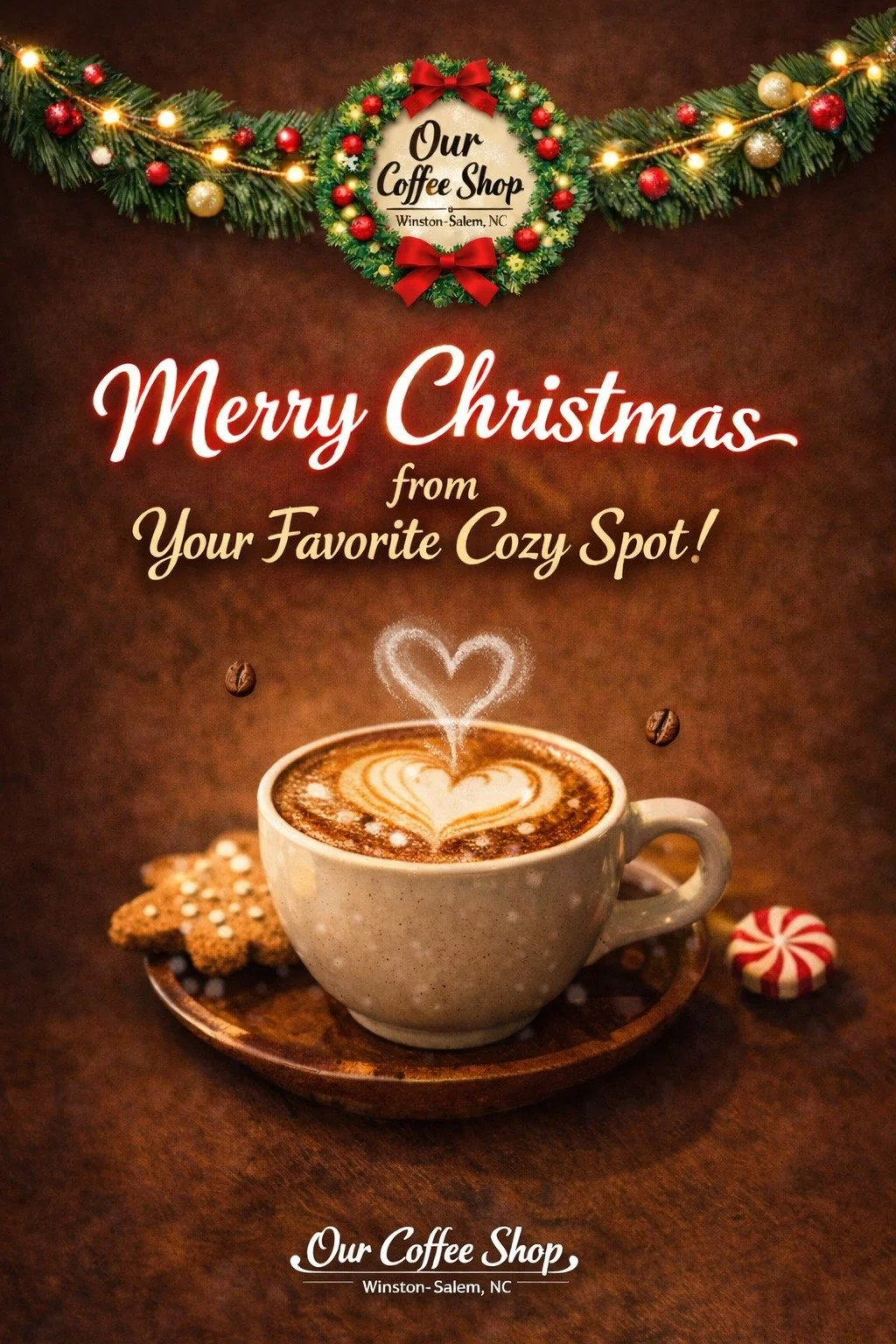 Merry Christmas 🎄
Thank you for making us part of your everyday moments!!

📍3508 Yadkinville Rd, Winston‑Salem, NC 27106
📞(336) 815 1435
🕒Monday-Friday: 6:30 am - 5:00 pm
🕒Saturday: 8:00 am - 5:00 pm
🕒Sunday: 8:00 am -1:00 pm 

 #coffeetime #Ca