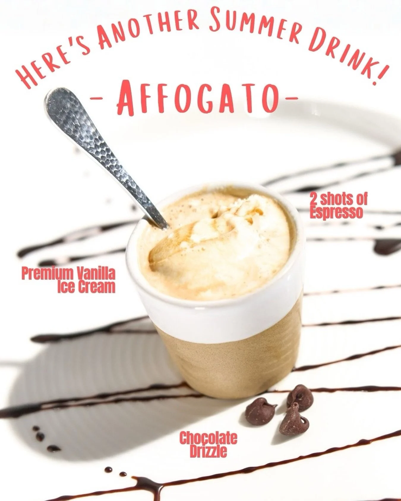 Affogato &bull; 🍦 + ☕️ + 🍫 &bull; premium vanilla ice cream, with 2 shots of espresso and a chocolate drizzle - it&rsquo;s the perfect summer treat! With temps in the 90&rsquo;s this week #wsnc , you should definitely come and get one! 😋

.
.
.
#w
