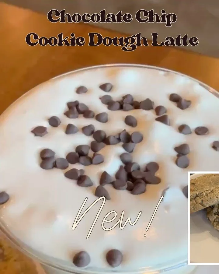 JUST LAUNCHED: our newest limited edition drink, the🍪 Chocolate Chip Cookie Dough Latte! 

☕️ Get it iced or hot, you choose! And yes, that is our house made brown butter cold foam. The flavors in this drink are absolutely yummy and just as cozy as 