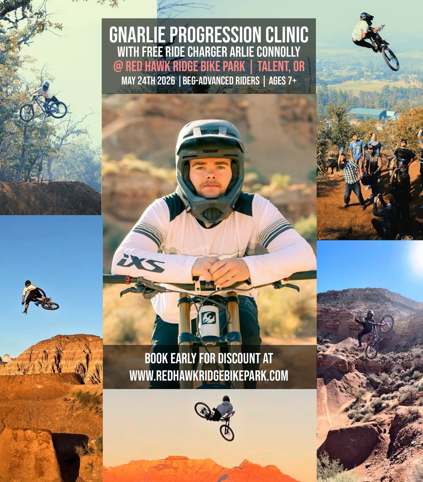 Don&rsquo;t miss out Southern Oregon! @arlie_connolly is teaching a progression clinic MAY 24th 2026 here at @redhawkridgebikepark !!! Early bird passes on sale now! Price includes full day pass at the park in addition to the clinic! Reserve on our w