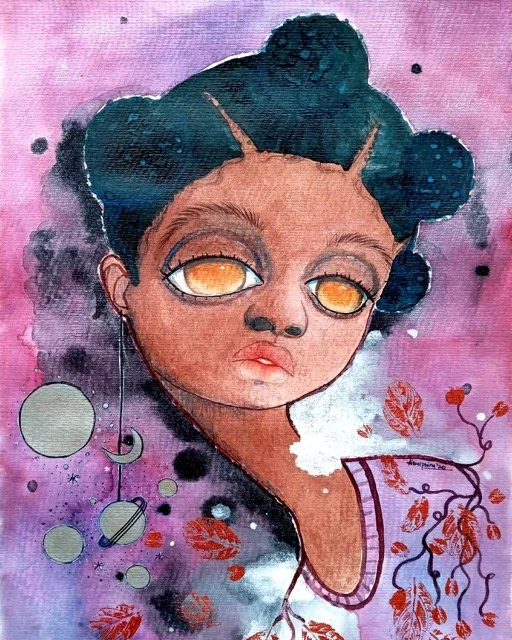 Awake (iii), mixed media on paper, 11.7x16.5 inches, 2020