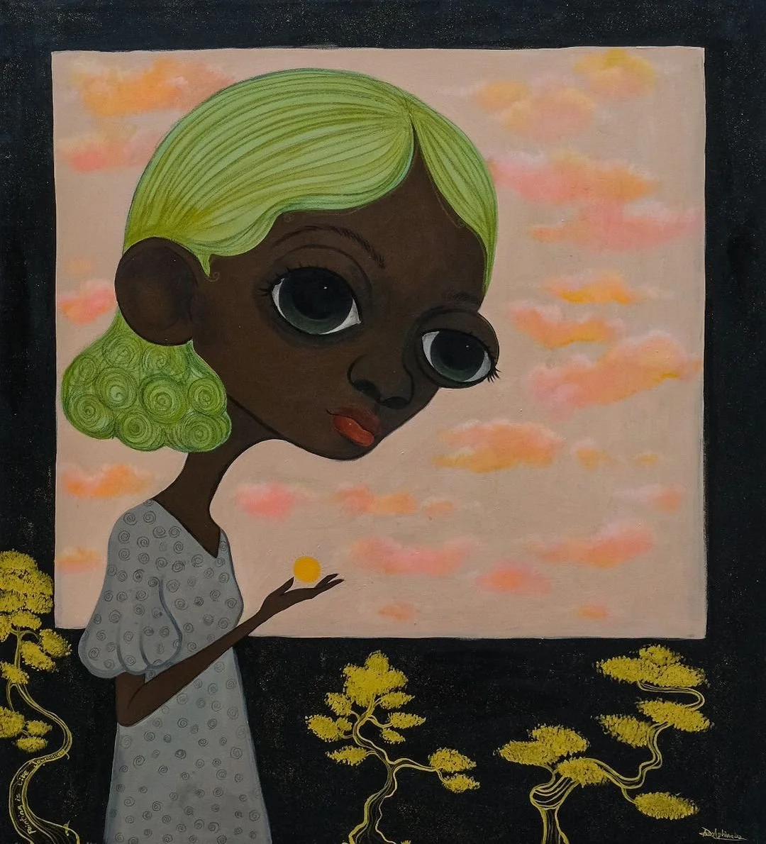 How to hold the sun, acrylic on canvas, 54x60 inches, 2022