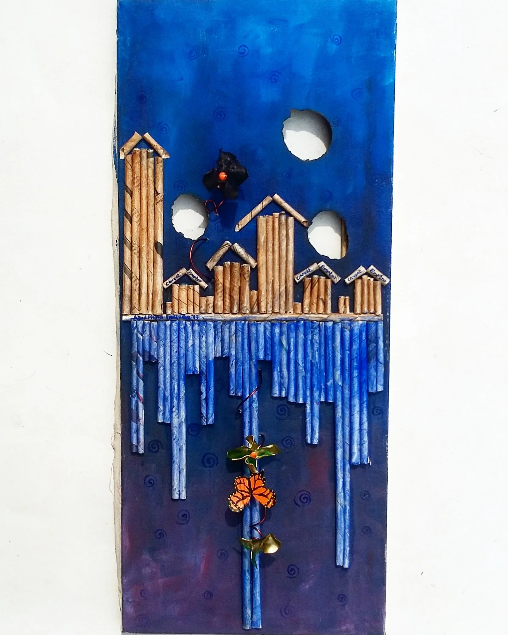 Night city, mixed-media on canvas, 2017