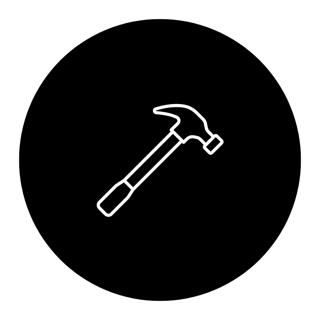 Outline of a hammer on a black background.