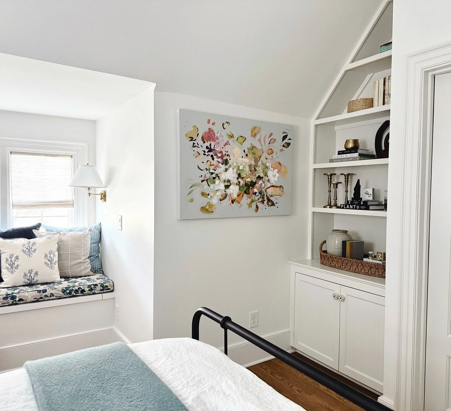 Perks of being a painter! The cottage walls are the art&rsquo;s first stop before it moves on to its forever home.