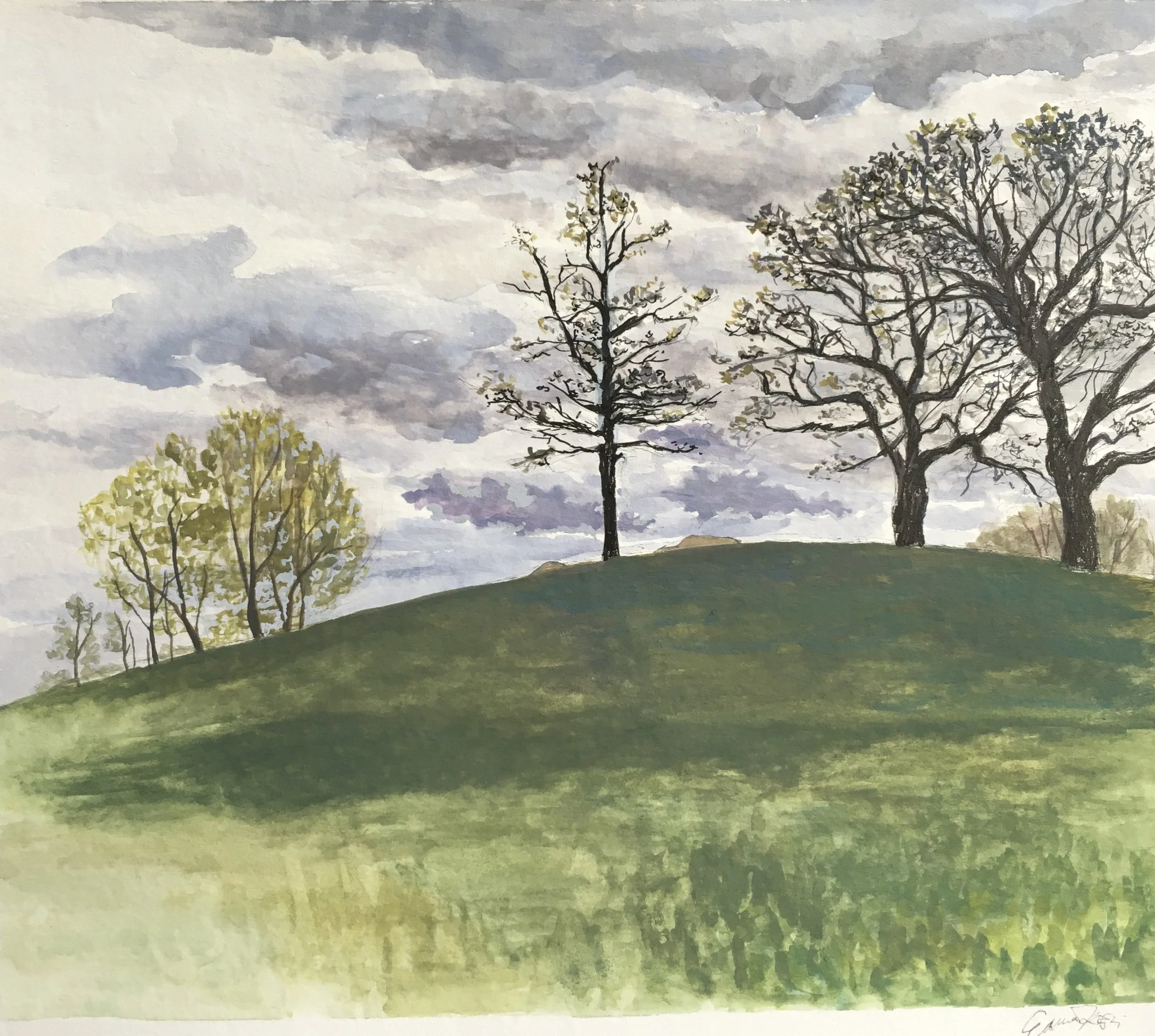 Pen and gouache on paper, 1'x1'