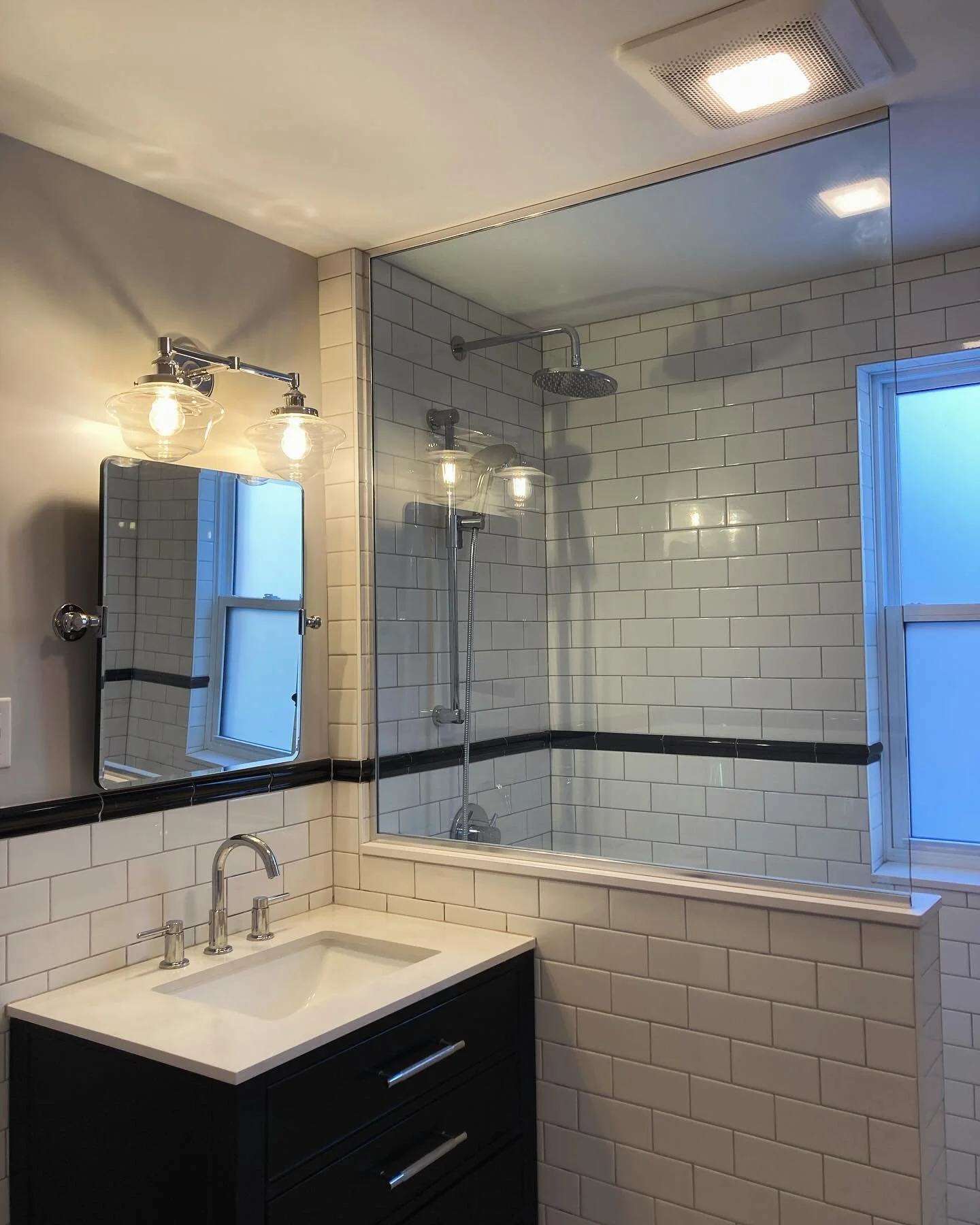 With the help of sensational and talented trades we put together this kids bathroom. It&rsquo;s easy to keep clean, has a curbless shower, matches the era of the house and has lots of storage. Wonderful homeowners and a great project! #sachi #ottawa 