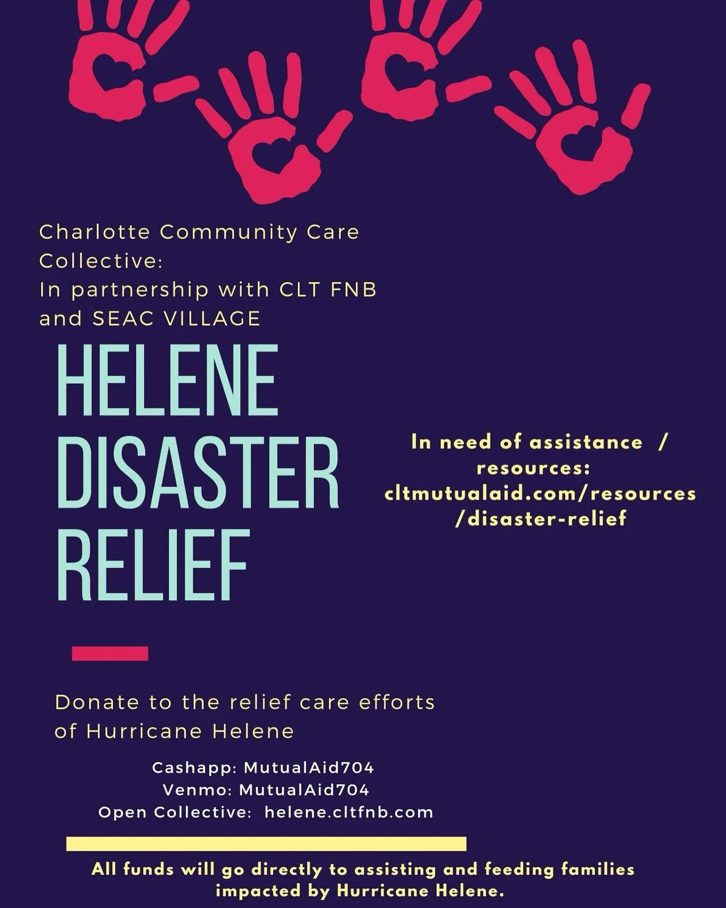 Reposting from @seacvillage: Western North Carolina has been devastated by Hurricane Helene and continues to struggle with floods, power outages, and landslides. SEAC Village and @clt_food_not_bombs are collecting donations and resources to redistrib