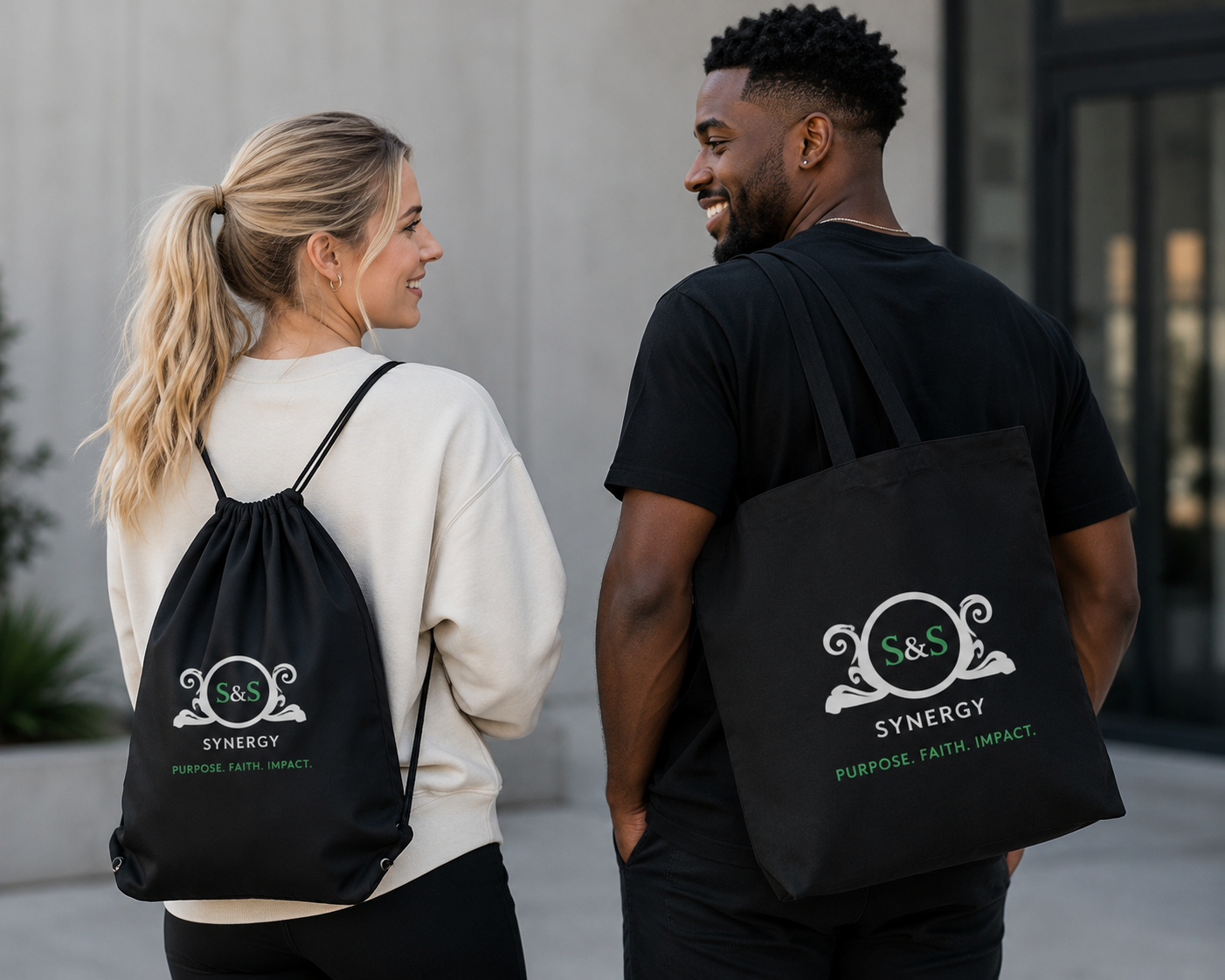 S&S Synergy drawstring bags and accessories designed for everyday inspiration.