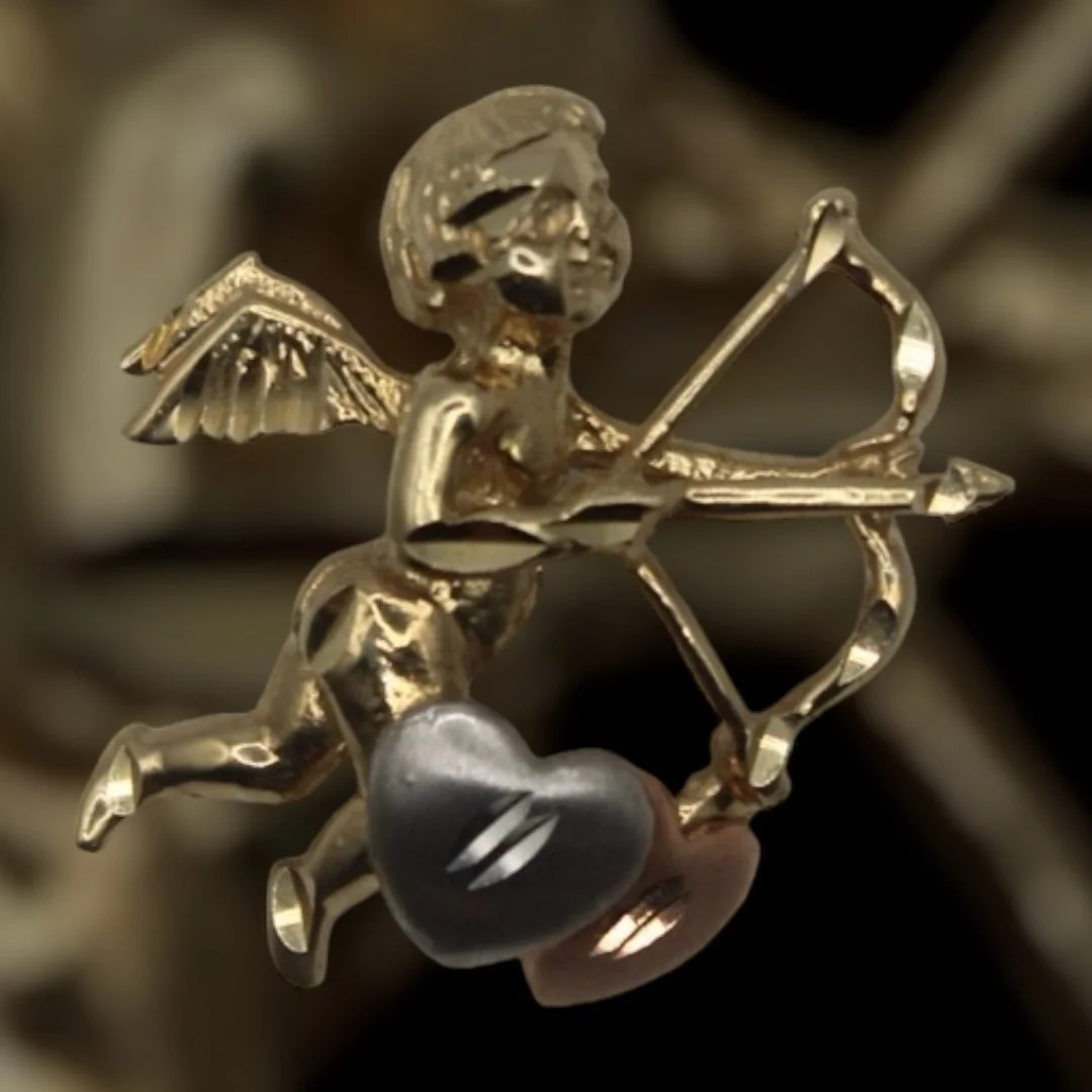 14k gold Cupid pendant