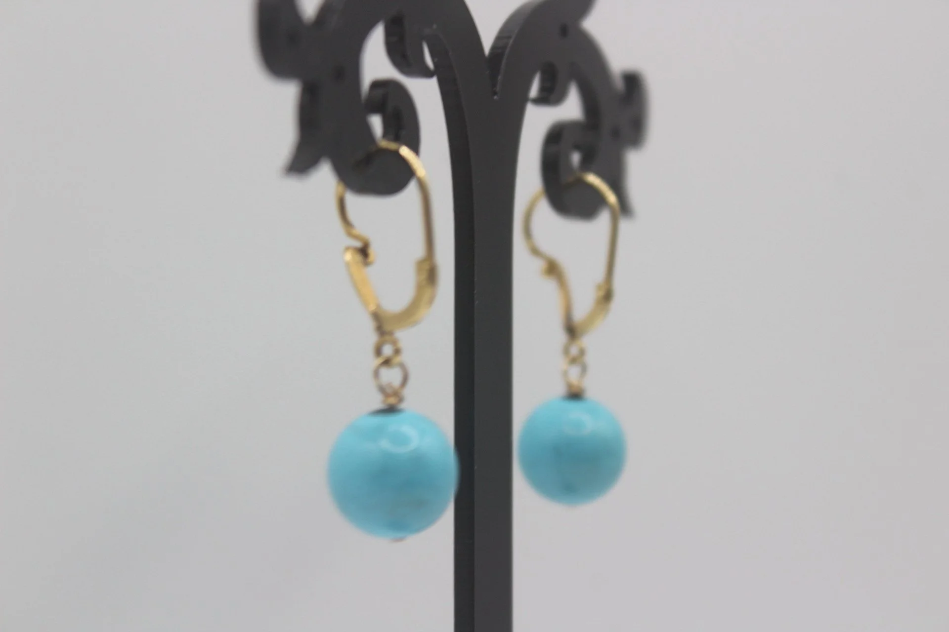 Turquoise and 14 k. gold earrings