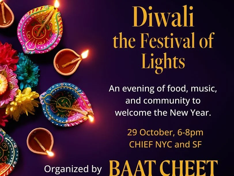 🌟🪔🌟 TOMORROW IS THE NIGHT!!! 🌟🪔🌟

Don&rsquo;t miss out on our fabulous Diwali Party, hosted by Baat Cheet and Chief in NYC and SF!

Join fellow CHIEF members as we celebrate the beginning of Diwali, a South Asian five-day celebration that marks