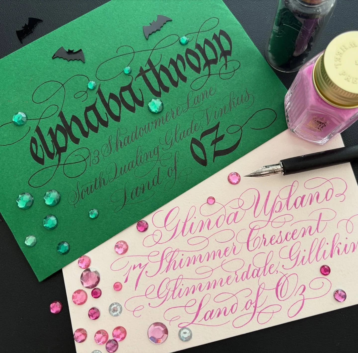 Day 06: Good Witch Bad Witch 🩷💚

I feel like this prompt was really just another way to say &ldquo;hey do a Wicked themed envelope.&rdquo; 😂 i&rsquo;m having fun this year using pop culture to illustrate these envelopes.

#thisisafakeaddress 
@pap