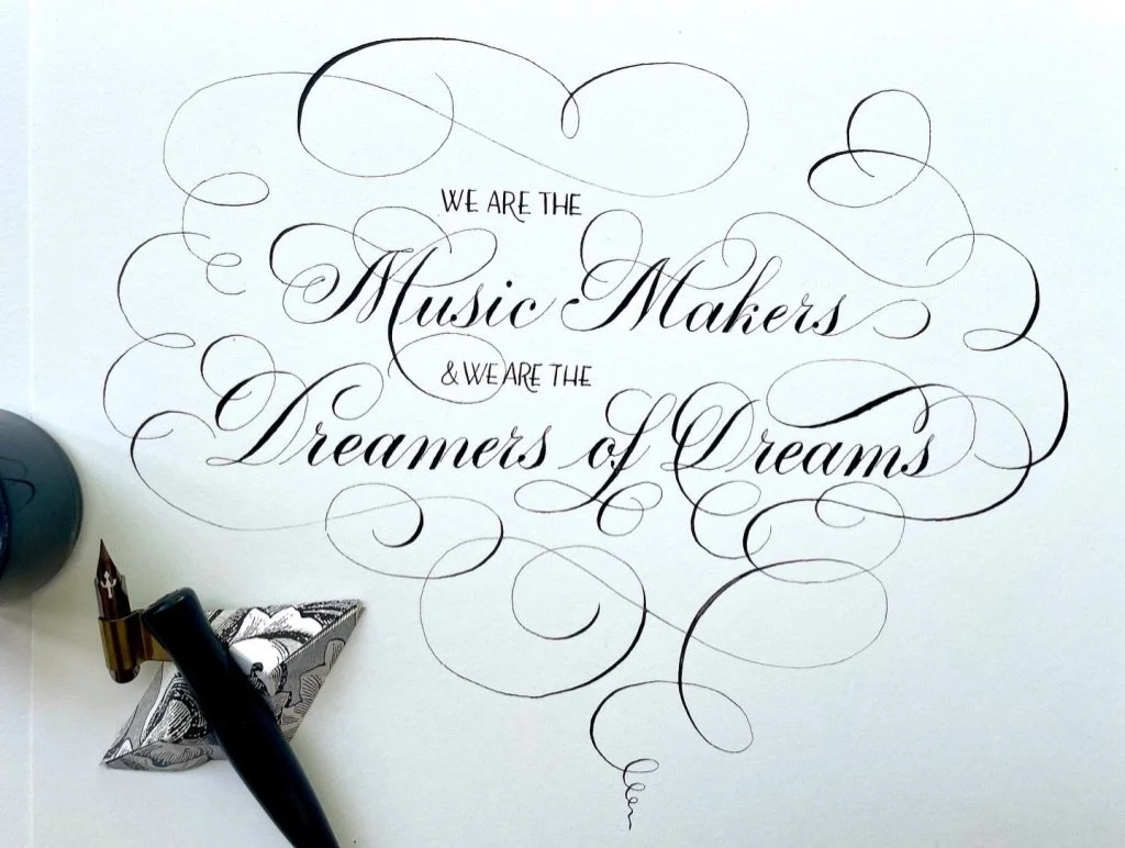 copperplate calligraphy quote with flourishing