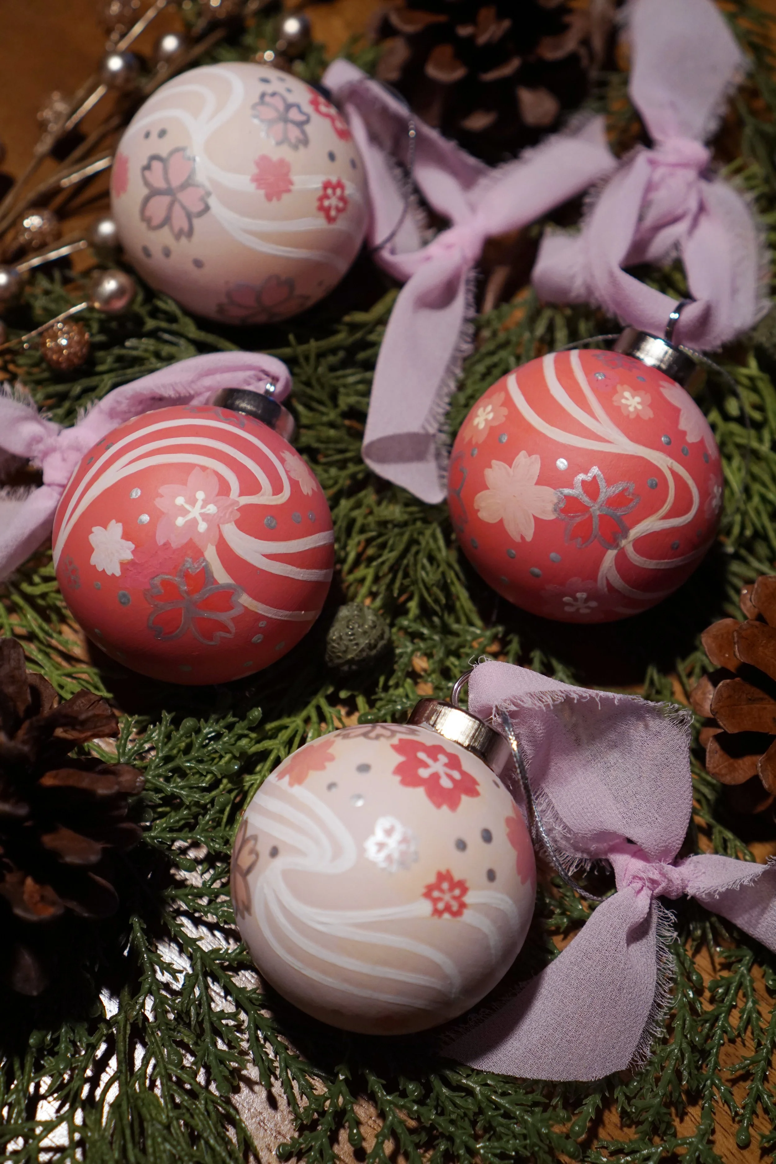 Sakura - Set of 4 Ornaments
