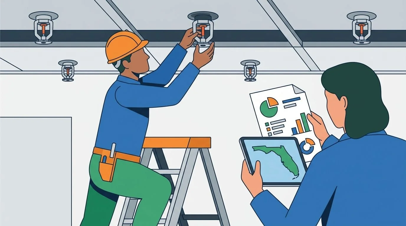 Does replacing a fire sprinkler head require a permit in Florida?