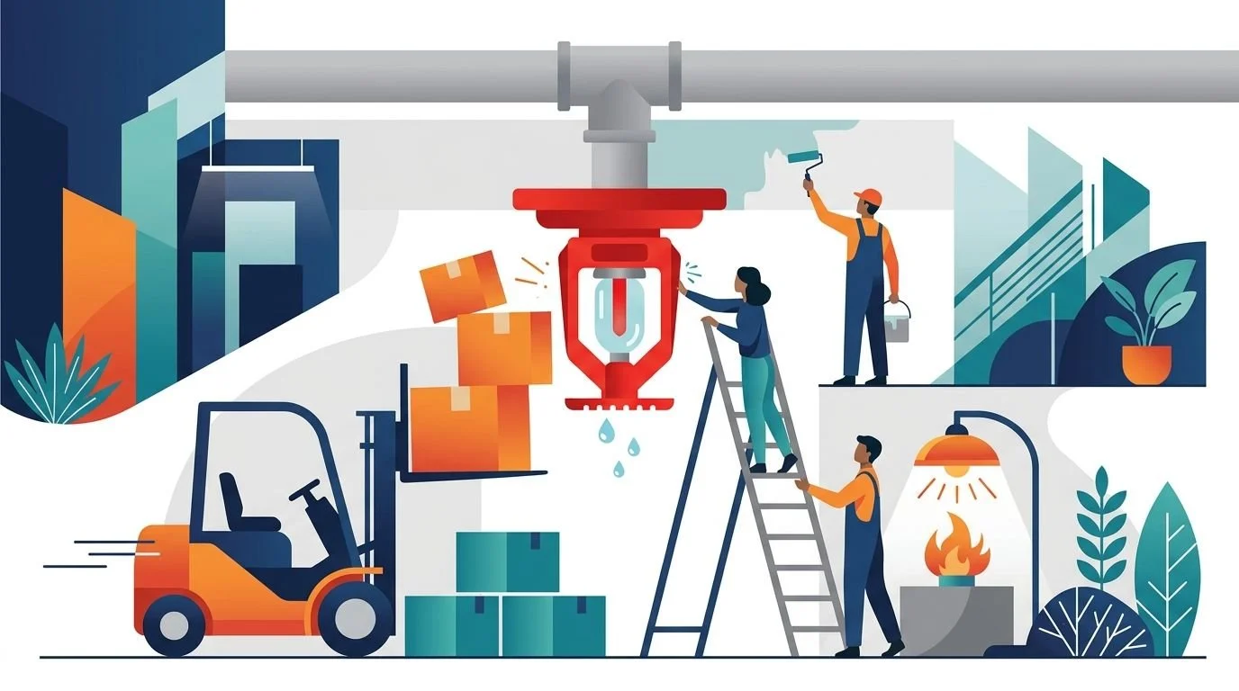 Accidental fire sprinkler activation in a commercial building