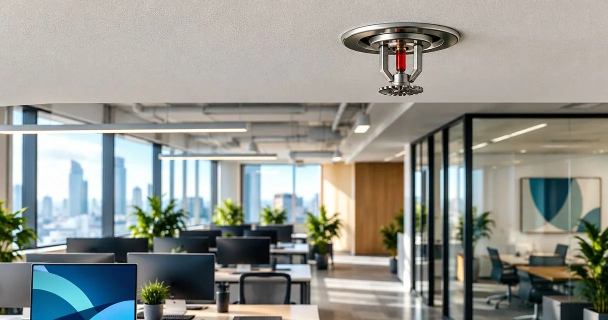 Fire sprinkler in a high-rise office building