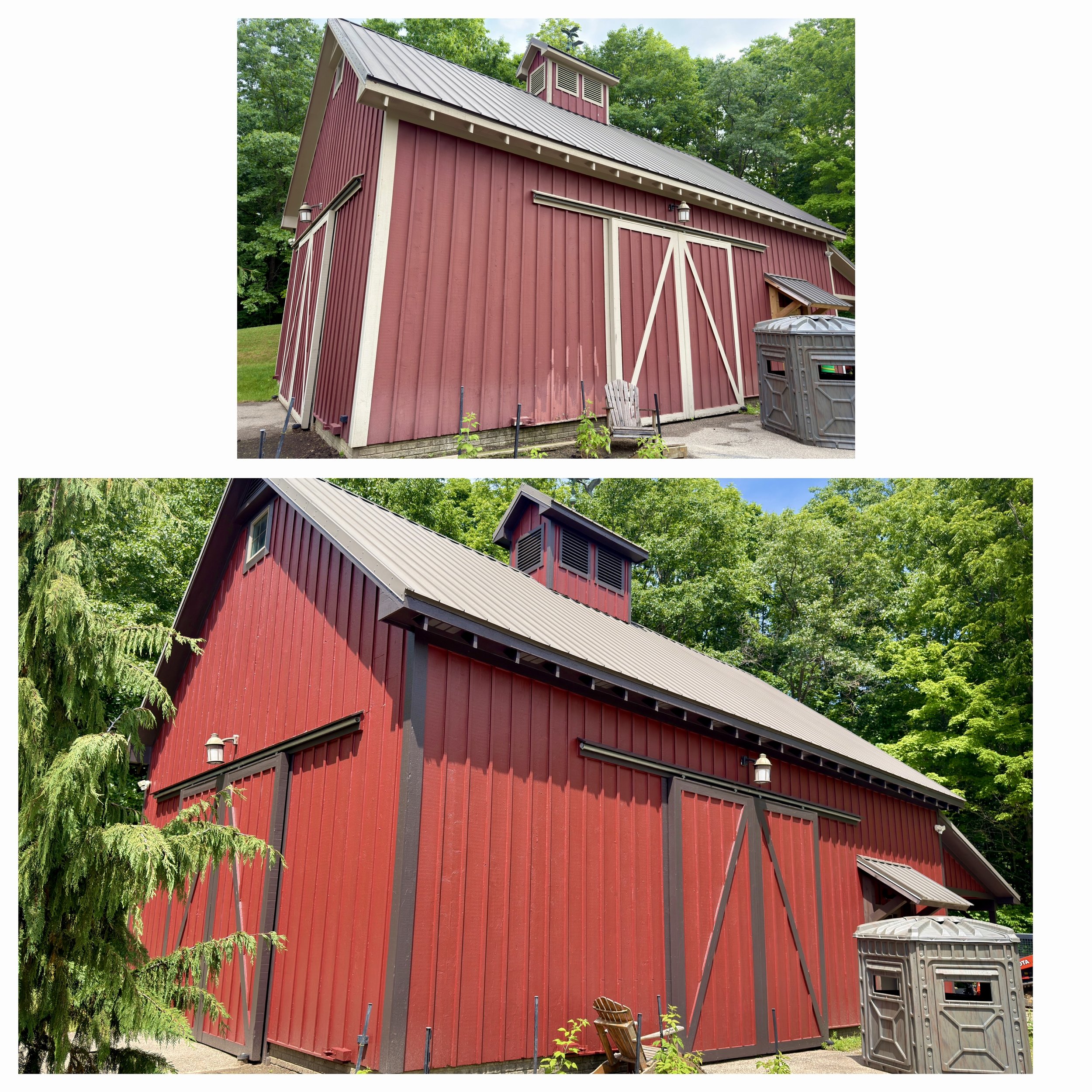 Exterior Barn Painting color change before and after picture